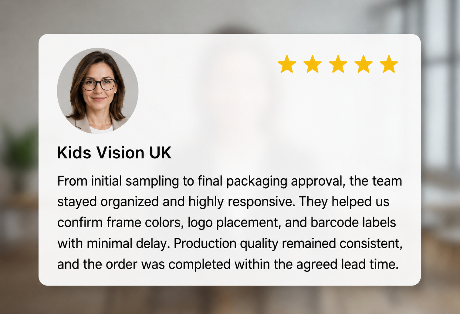 Buyer testimonial visual for reliable communication