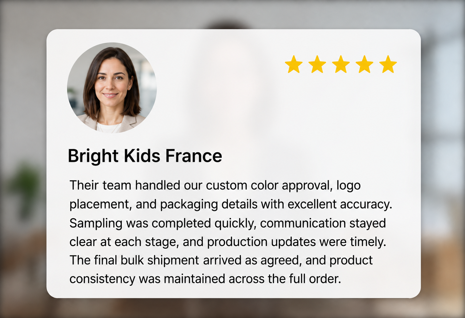 Buyer testimonial visual for professional follow-up